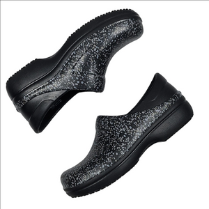 Crocs Neria Pro II Dual Comfort Black & Grey Speckled Slip On Work Clogs
